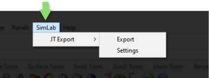 How to access SimLab JT Exporter plugin in Rhino interface