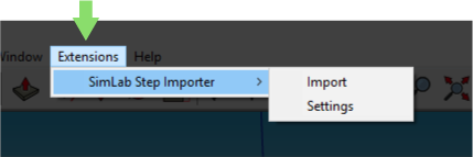 SimLab STEP Importer interface in SketchUp toolbar showing import settings